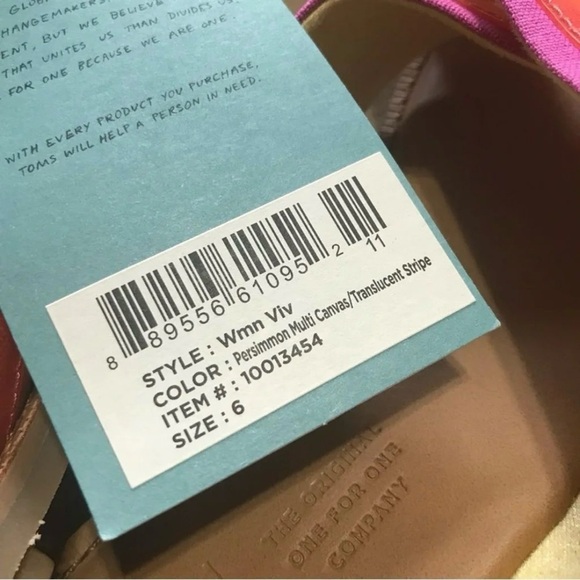 NWT TOMS Viv Persimmon Multi Canvas Sandals - Picture 8 of 9